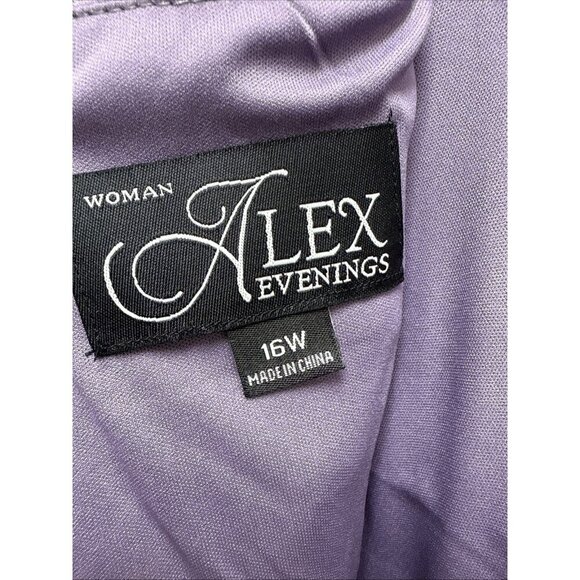 Alex Evenings Plus Size 16W Purple Sequined Short Sleeve Formal Gown Cocktail - Picture 8 of 10